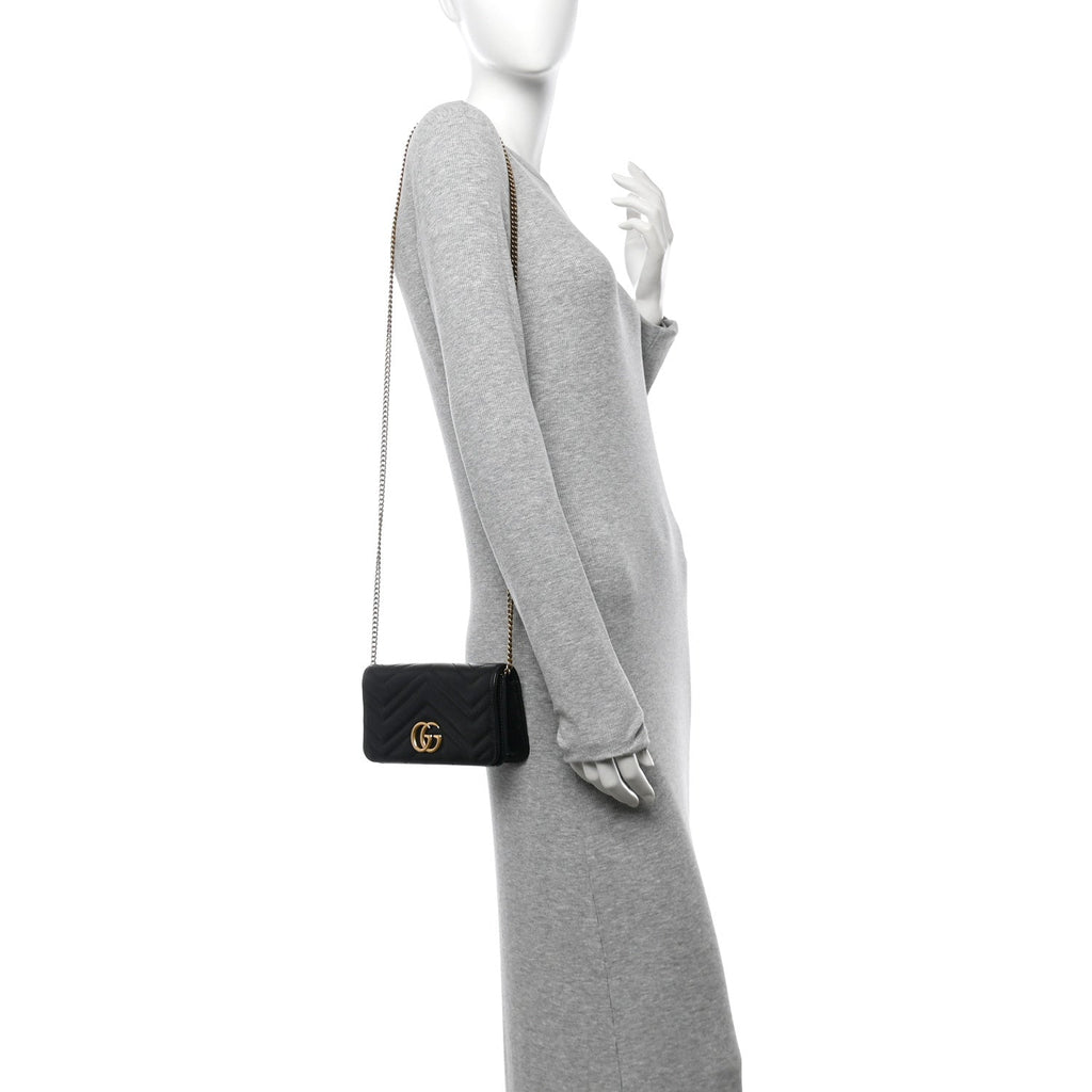 Calfskin Matelasse GG Marmont Mini Bag Black