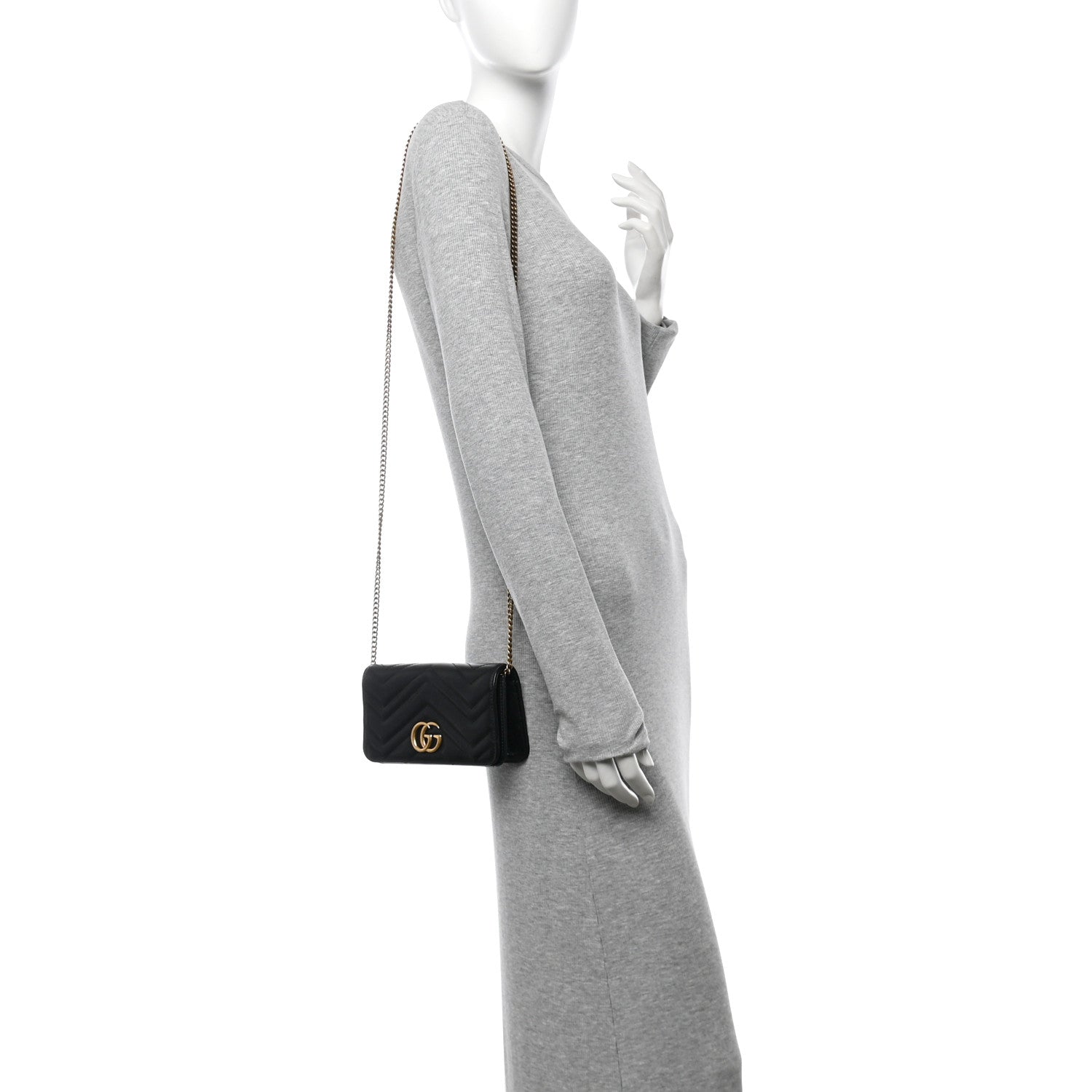 Calfskin Matelasse GG Marmont Mini Bag Black