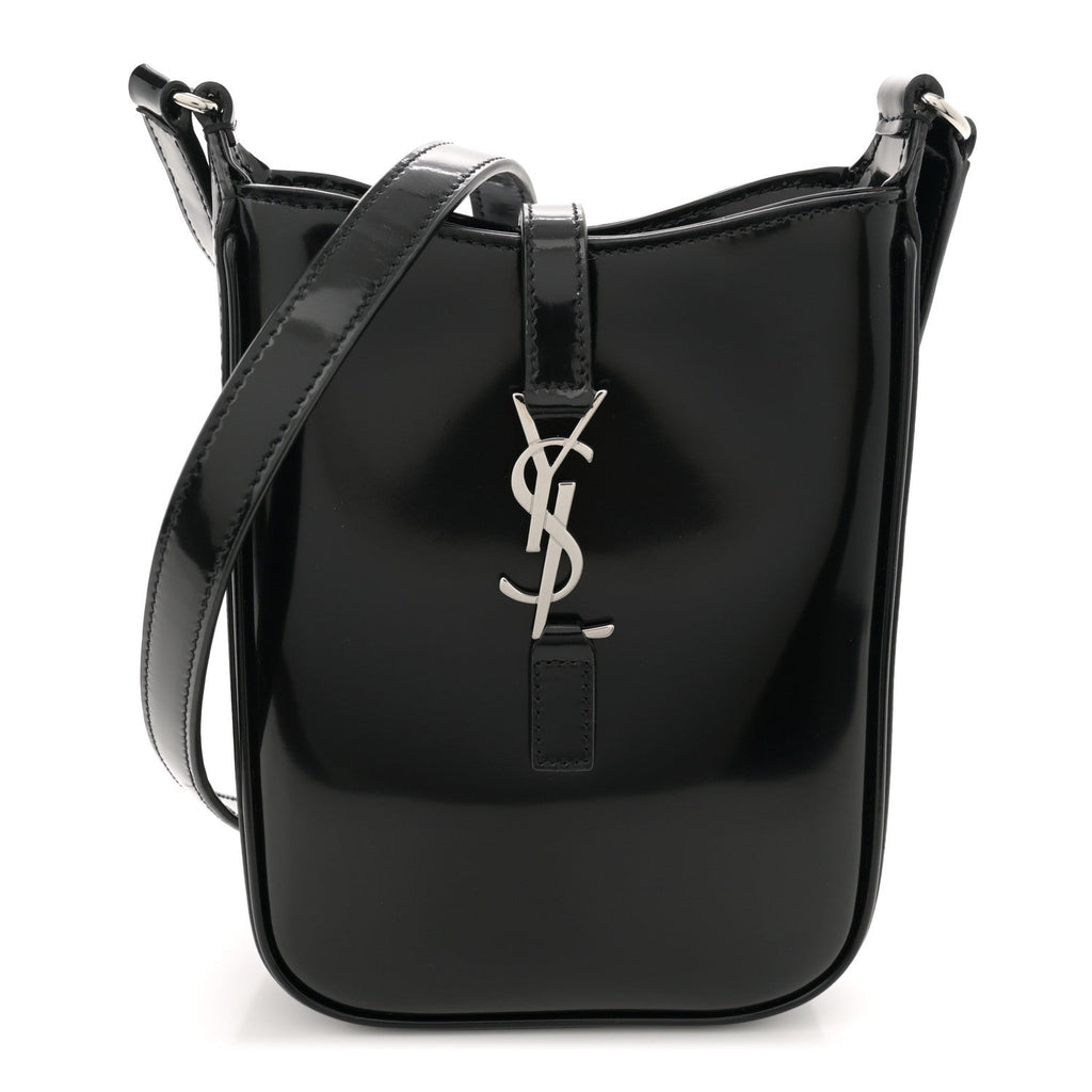 Patent Calfskin Mini Le 5 A 7 Vertical Hobo Black