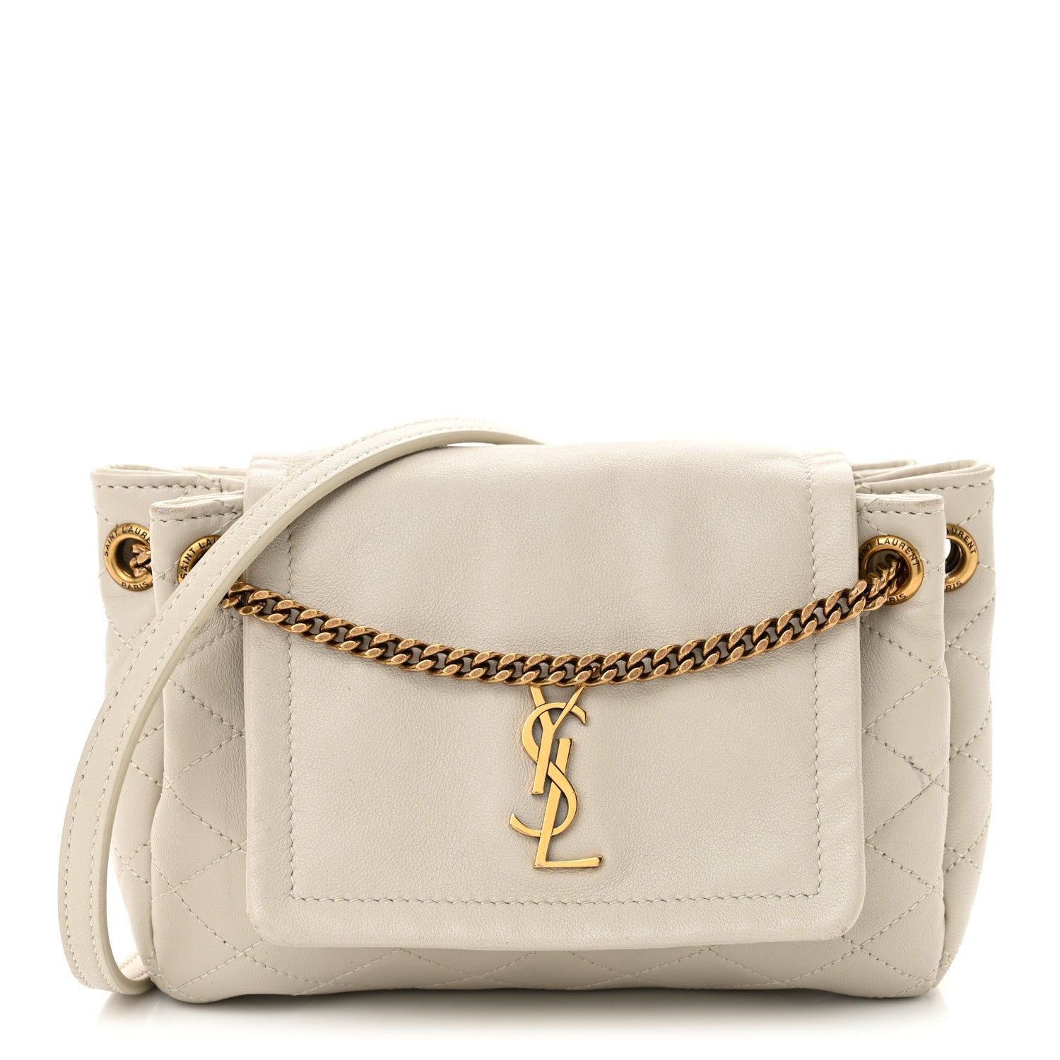 Lambskin Quilted Monogram Mini Nolita Crema Soft
