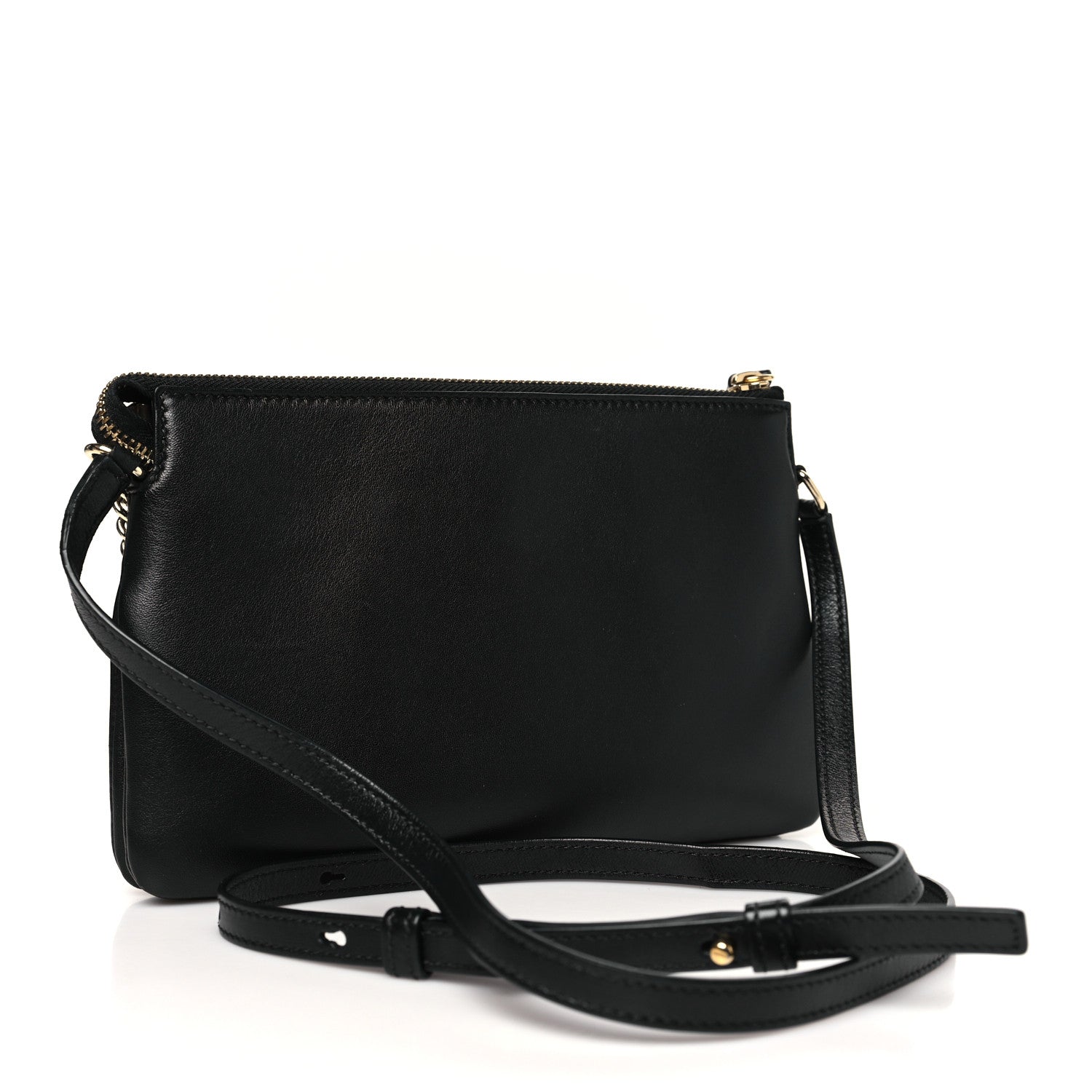 Supple Lambskin Small Faye Soft Zippered Shoulder Bag Black