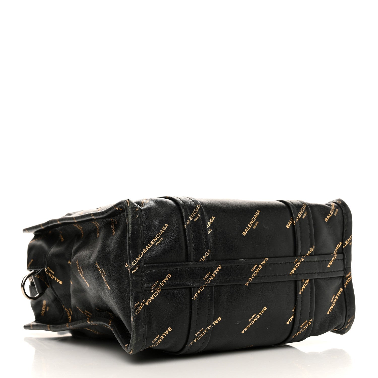 Calfskin Allover Logo XS Bazar Shopper Tote Black Gold