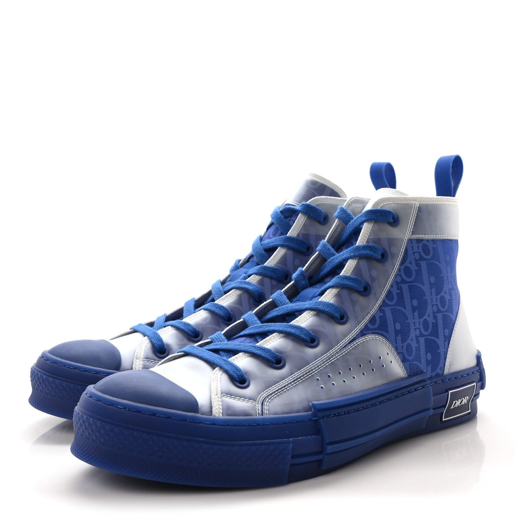 Technical Canvas Oblique Mens B23 High Top Sneakers 44 Blue