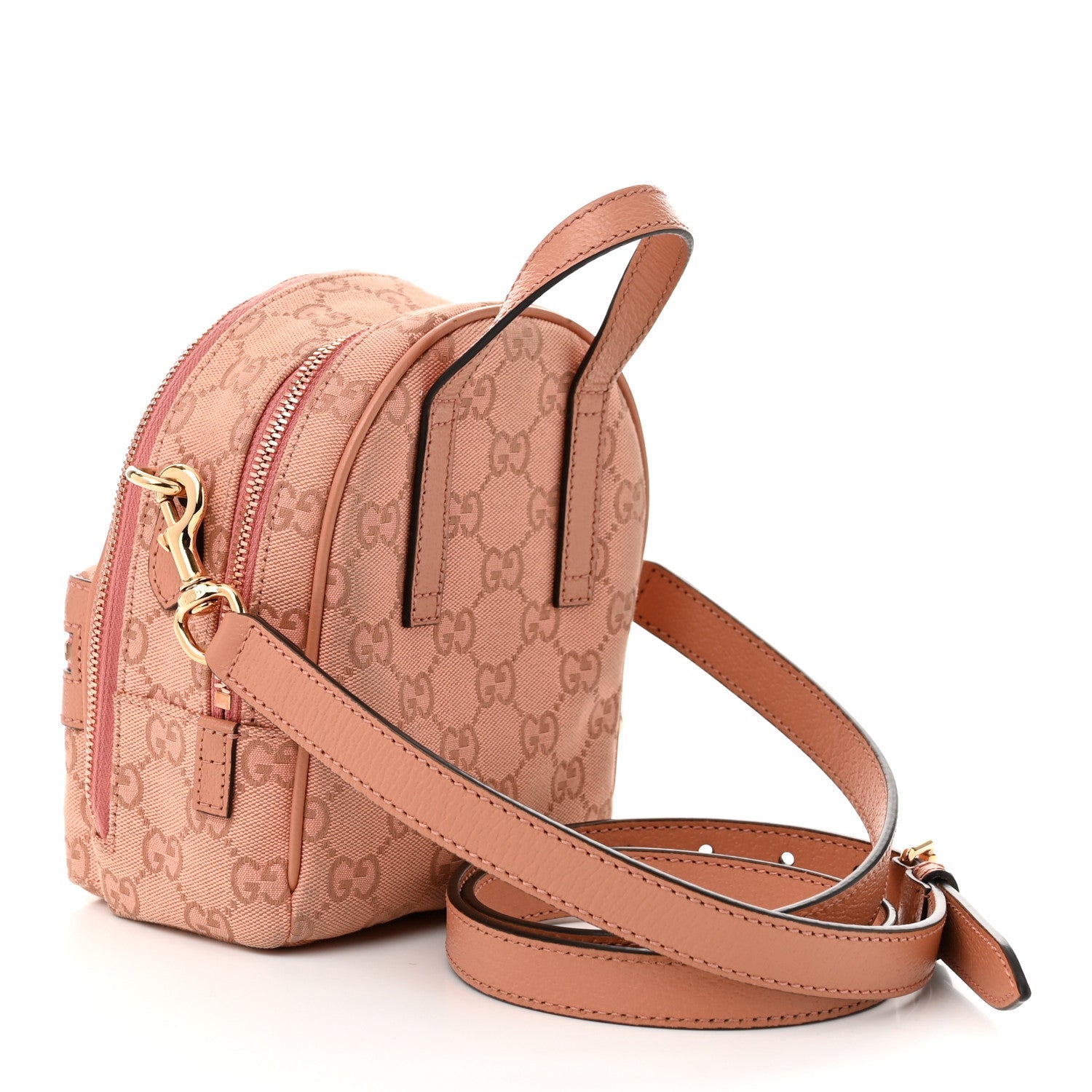 Monogram Textured Dollar Calfskin Mini Ophidia Crossbody Cloche Rose Pink