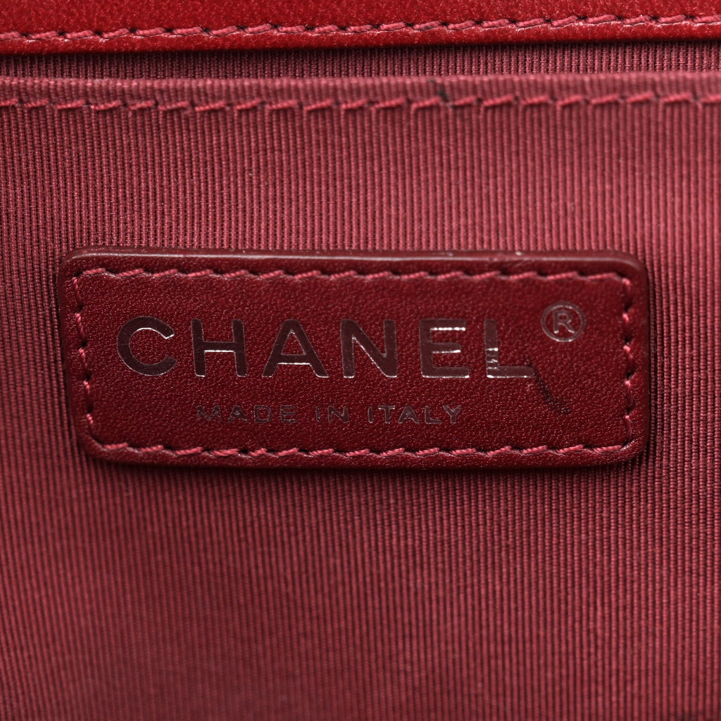 Lambskin Quilted Medium Boy Flap Red