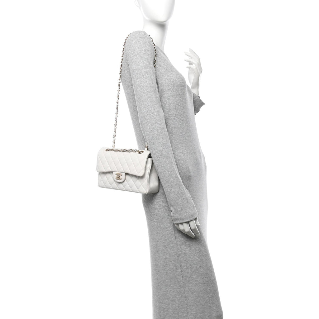 Caviar Quilted Small Double Flap White