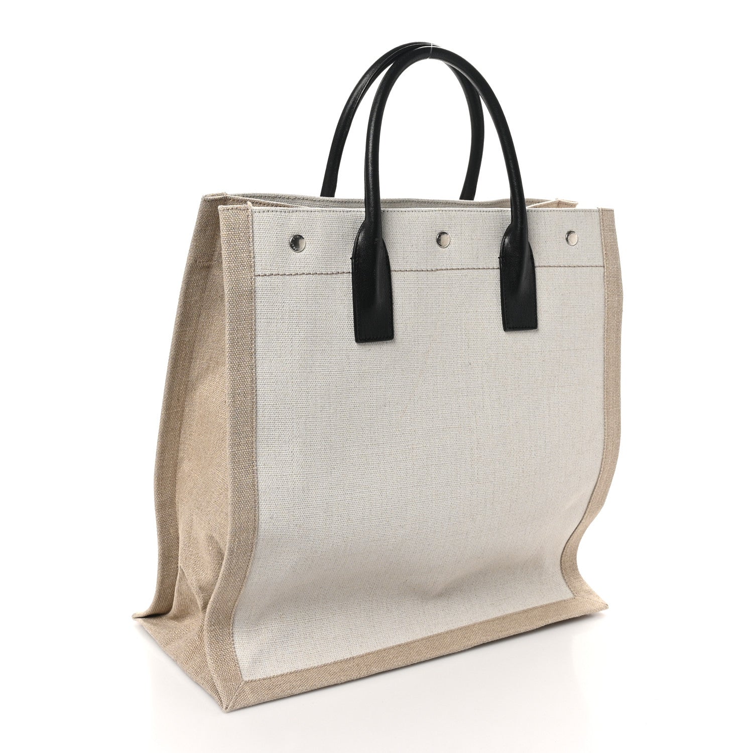 Linen Calfskin Rive Gauche North South Tote Optic White
