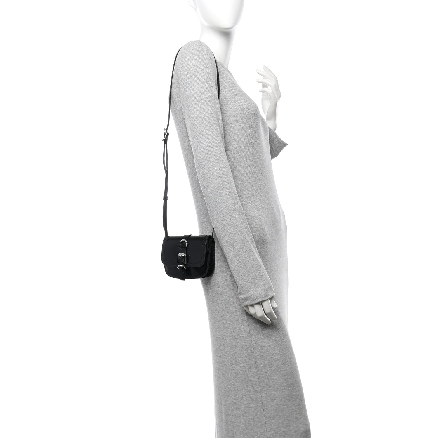 Shiny Calfskin Voyou Neck Crossbody Bag Black
