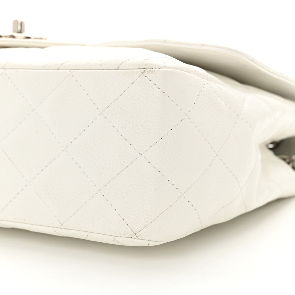 Caviar Quilted Jumbo Single Flap White
