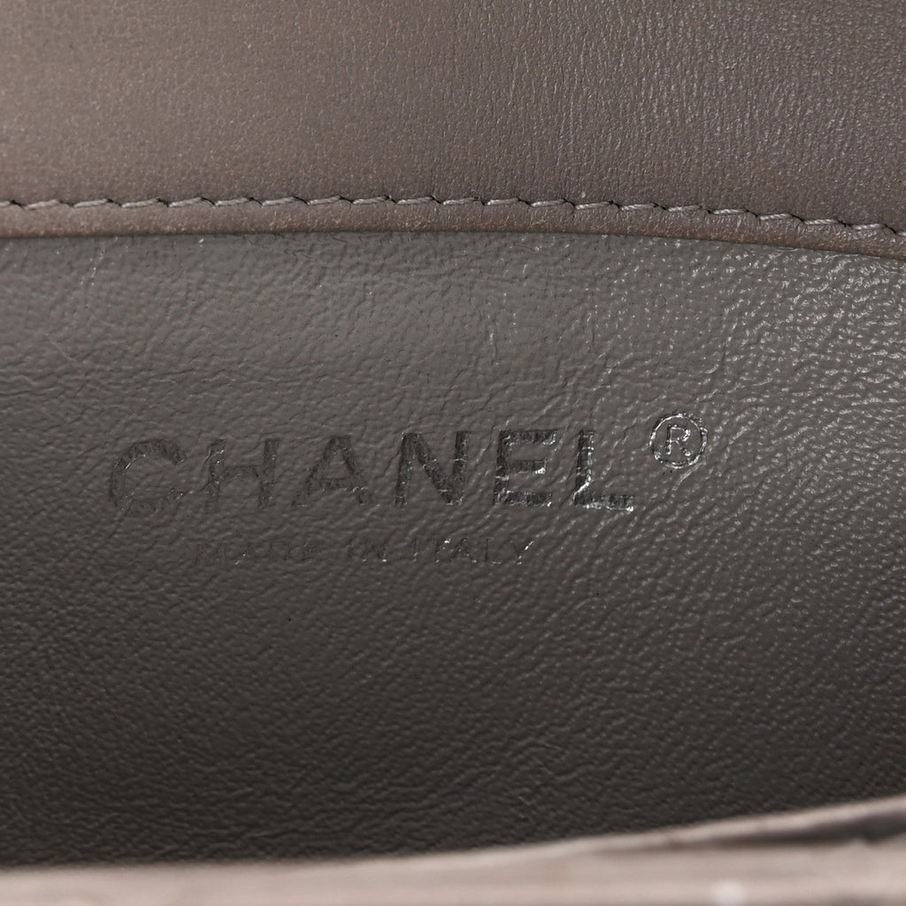 Lambskin Quilted Extra Mini Rectangular Flap Grey