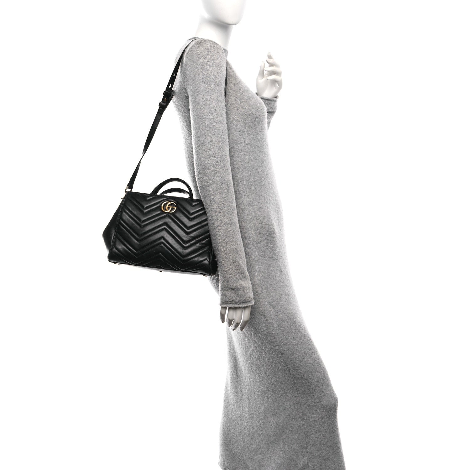 Calfskin Matelasse Small GG Marmont Tote Black
