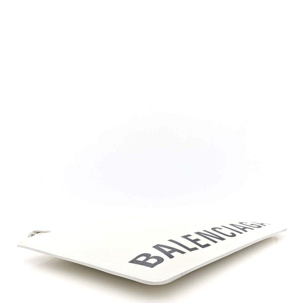 Calfskin Logo Cash Wristlet Clutch Bag White