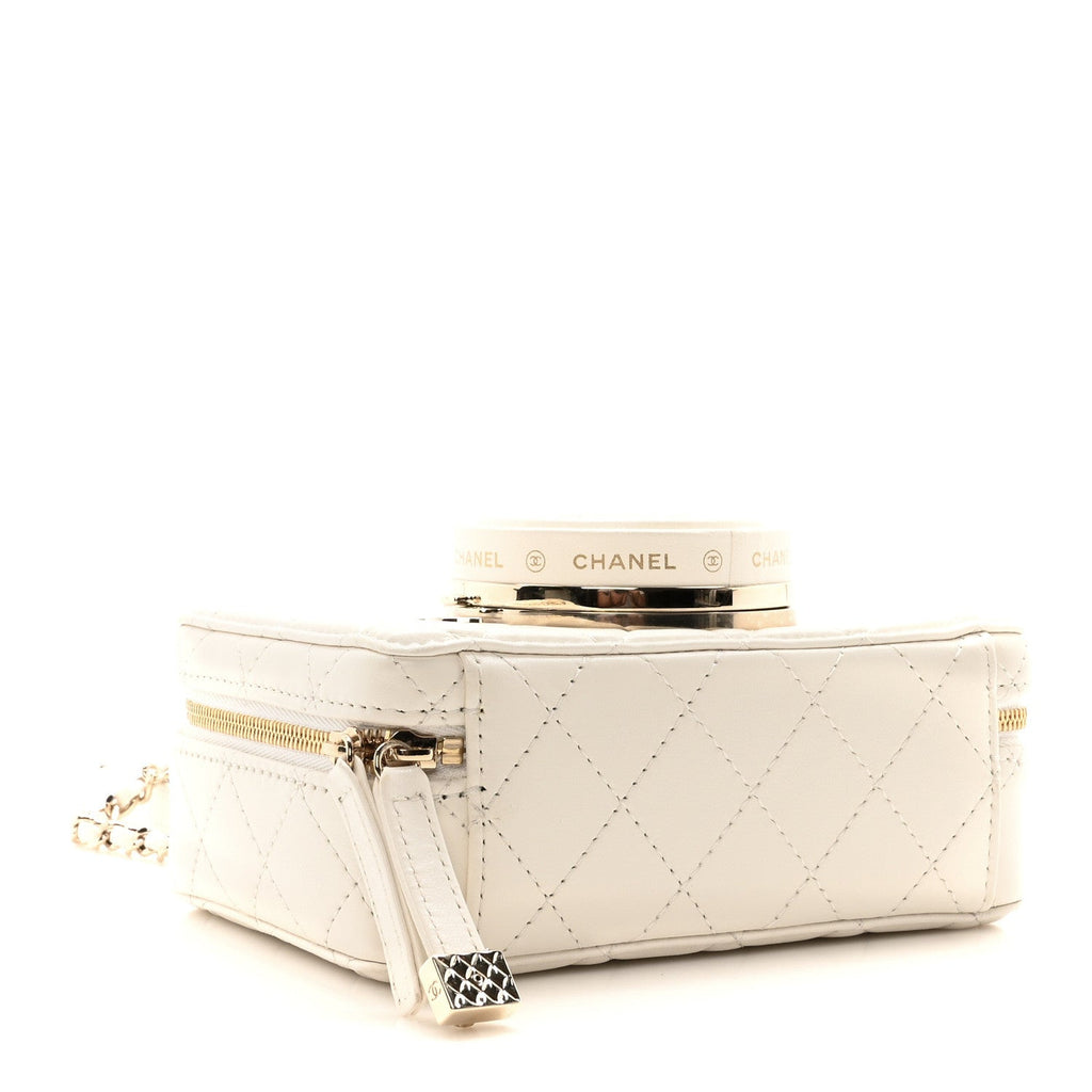 Lambskin Quilted Coco Click Bag White