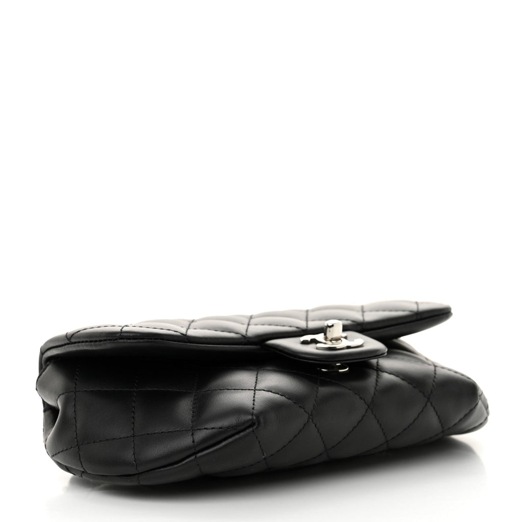 Calfskin Quilted CC Uniform Flap Belt Bag Black