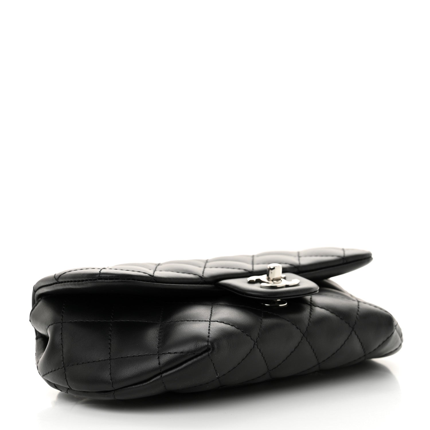 Calfskin Quilted CC Uniform Flap Belt Bag Black