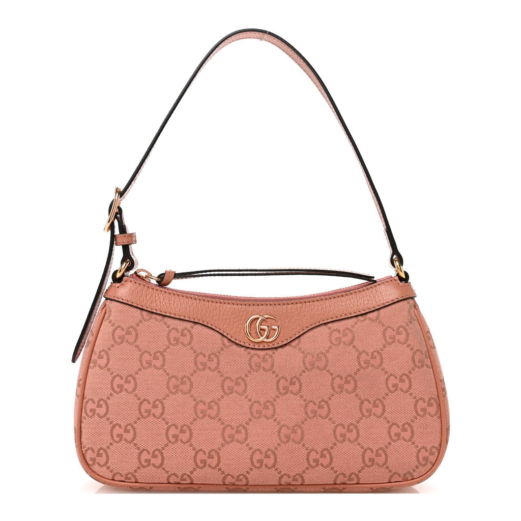 Monogram Textured Dollar Calfskin Small Ophidia Hobo Cloche Rose Pink