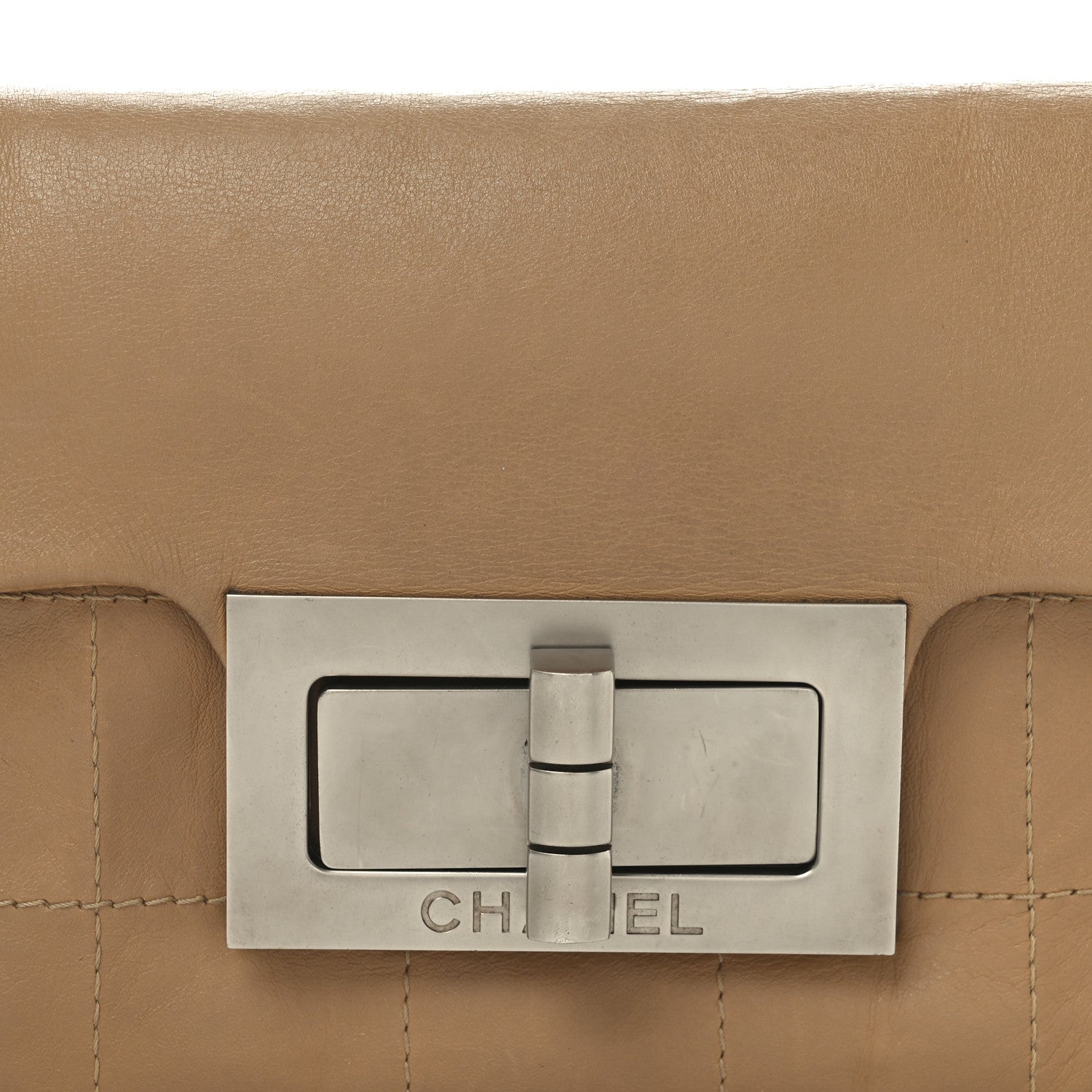 Calfskin Square Stitched Mademoiselle Shoulder Bag Tan