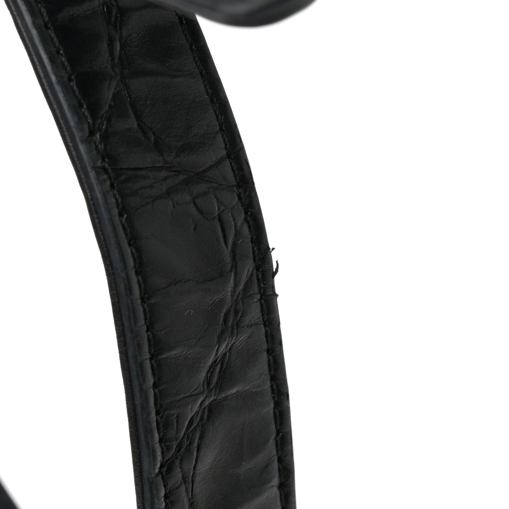Calfskin Crocodile Embossed Graffiti Cocodile Medium Boy Flap Black Gold