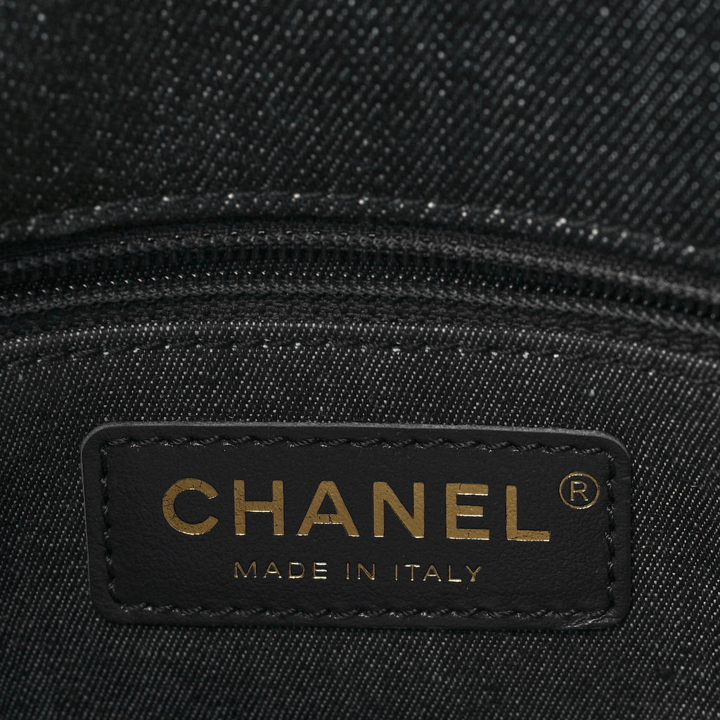 Denim Quilted Medium Funky Town Flap Black