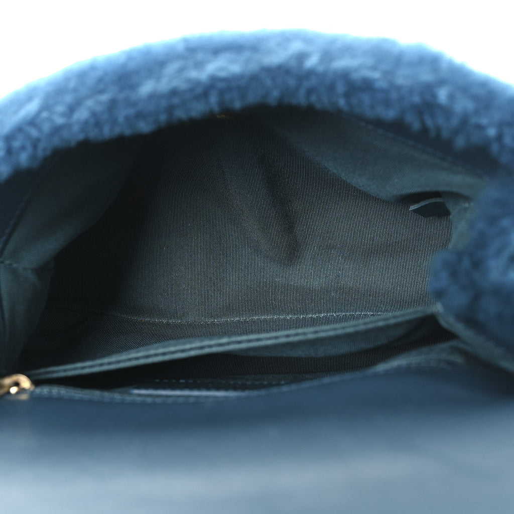 Shearling Lambskin Small Coco Handle Flap Blue