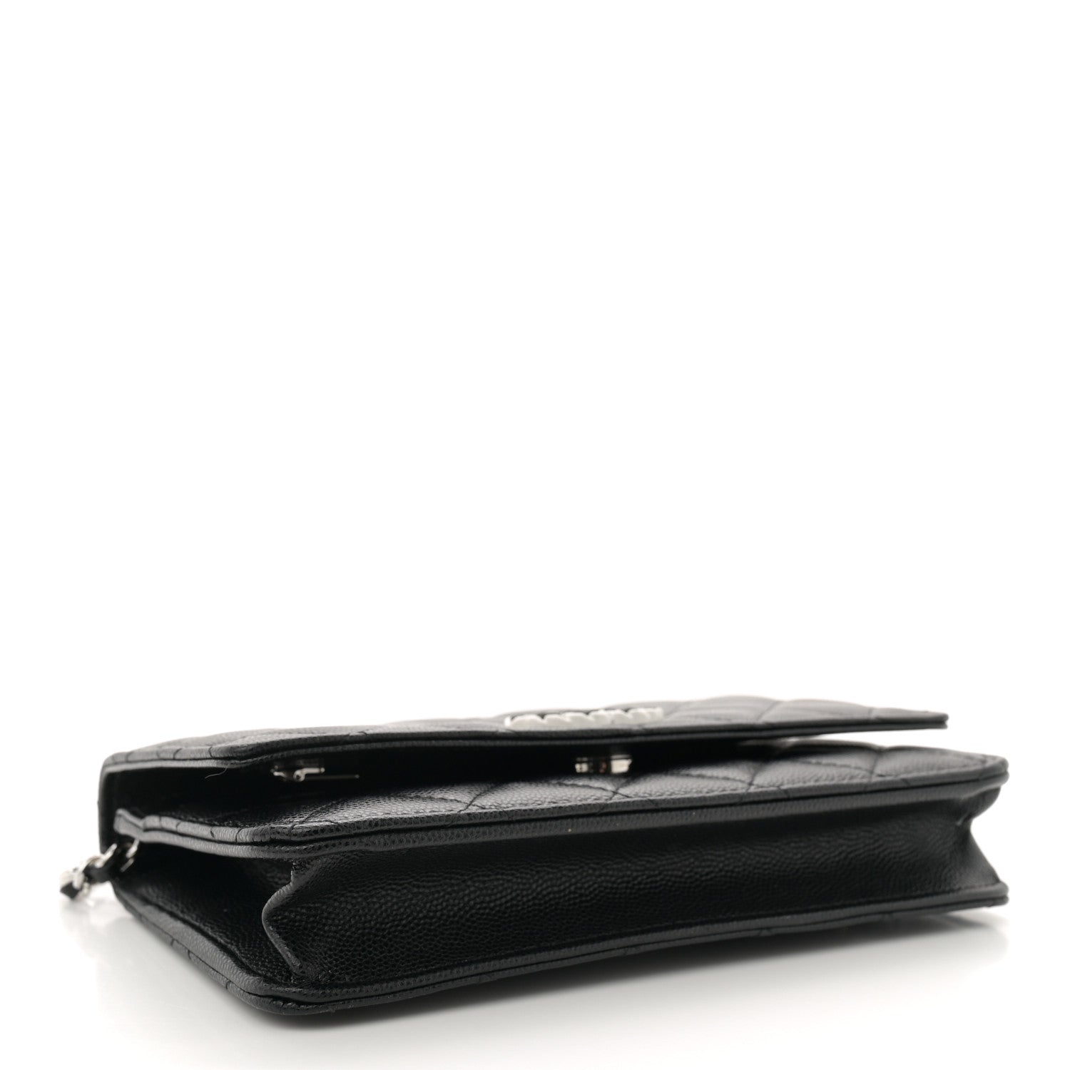 Caviar Quilted Chanel 19 Wallet On Chain WOC Black White
