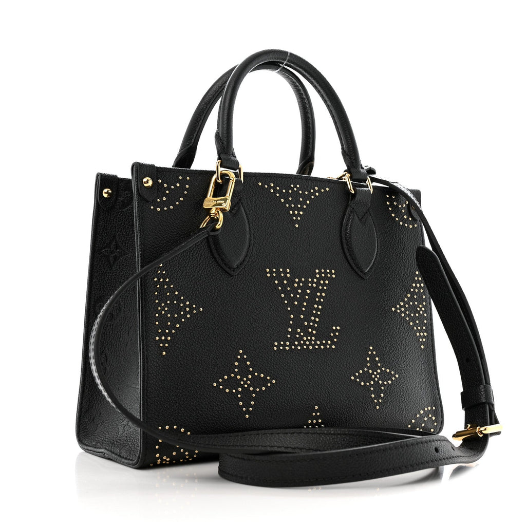 Grained Calfskin Studded Monogram Giant Onthego PM Black