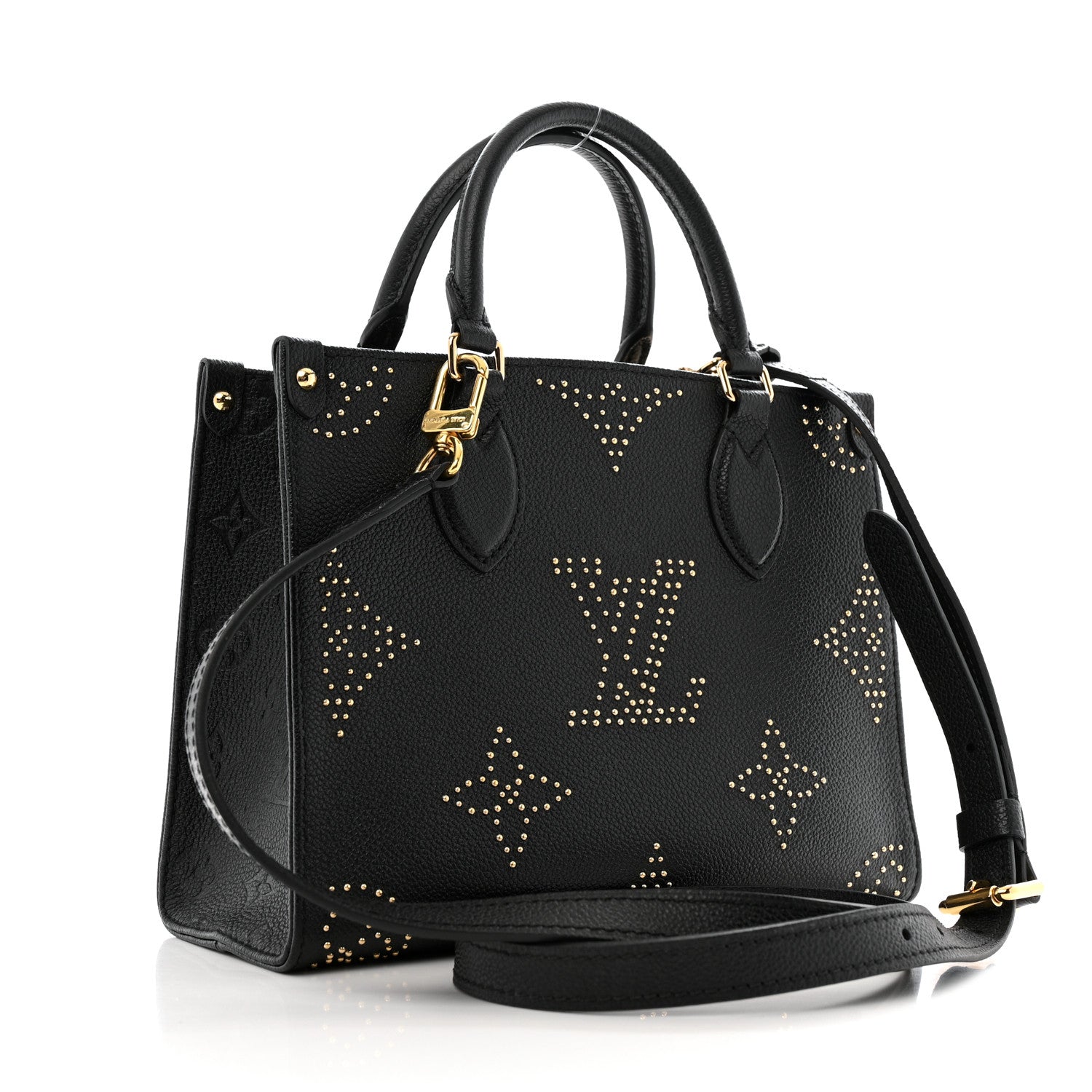 Grained Calfskin Studded Monogram Giant Onthego PM Black