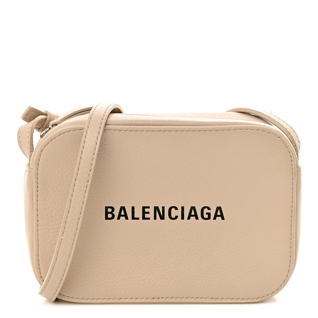 Calfskin Logo XS Everyday Camera Bag Light Beige Black