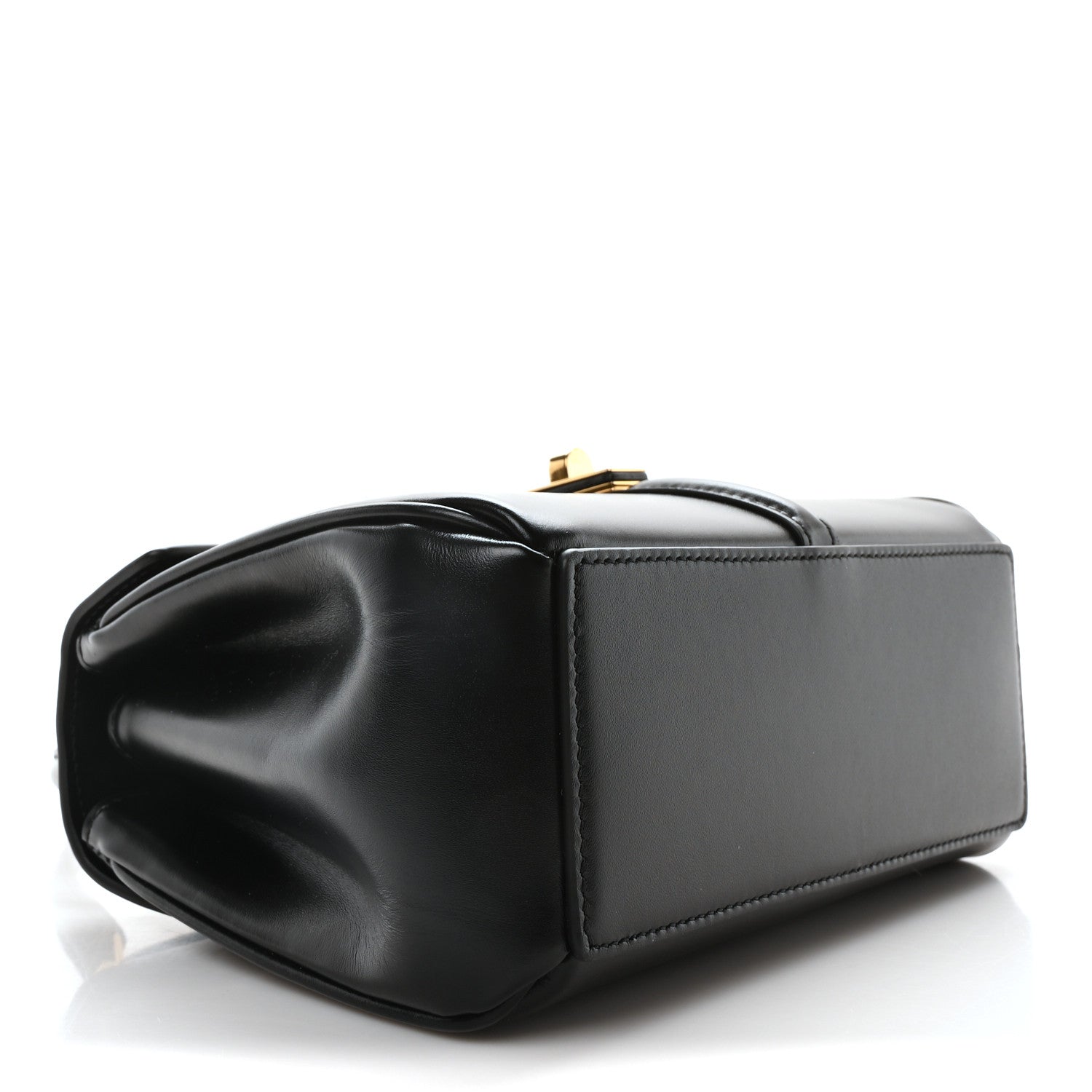 Satinated Calfskin Mini 16 Top Handle Bag Black