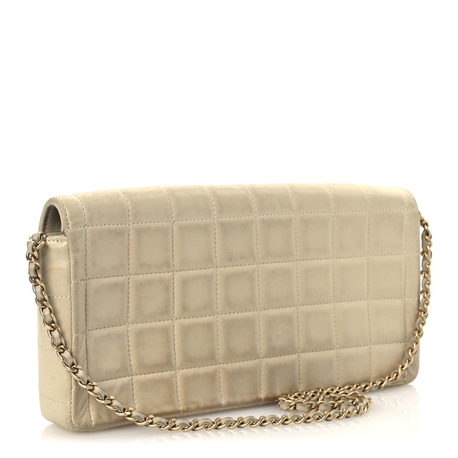 Lambskin East West Chocolate Bar Flap Ivory