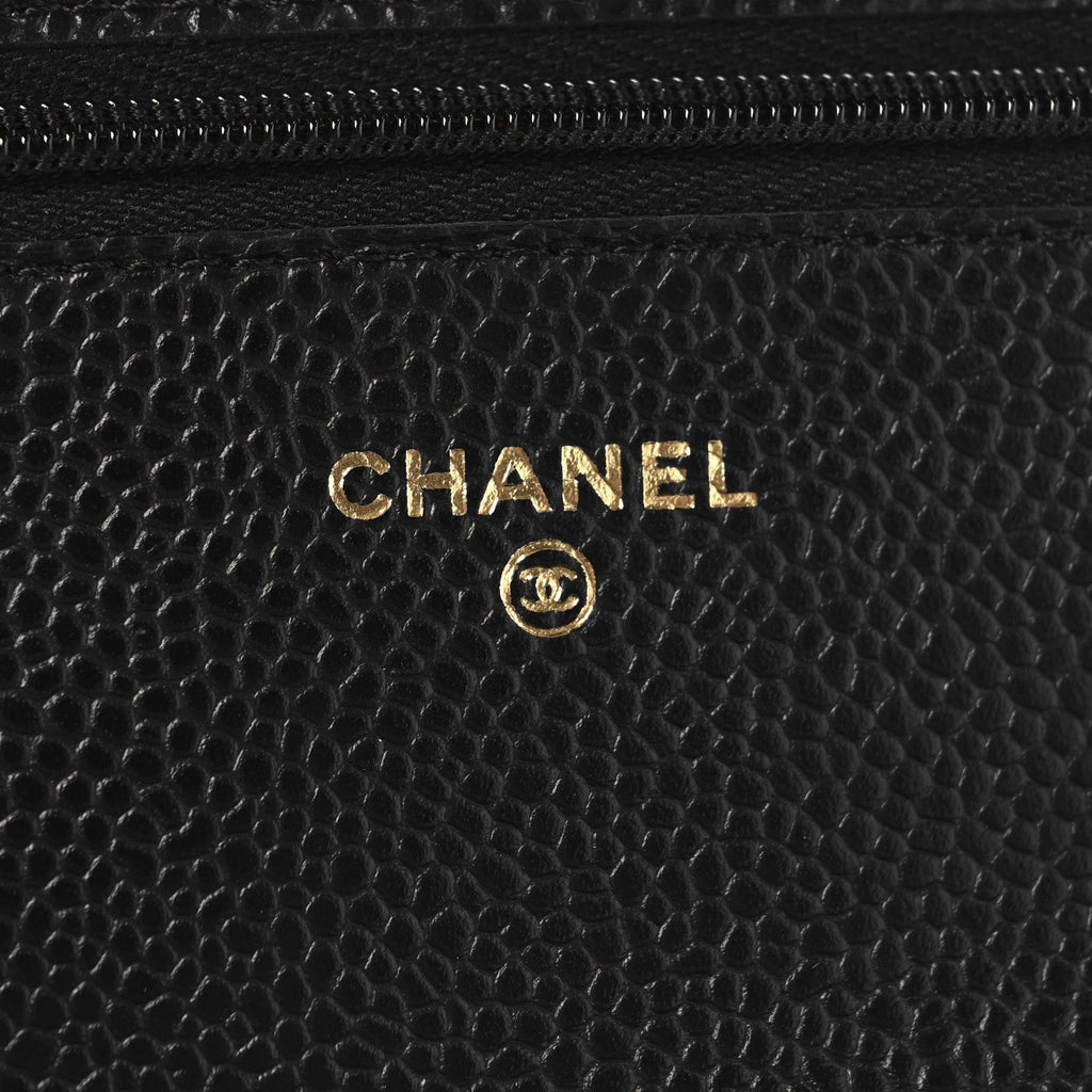 Caviar Quilted Wallet on Chain WOC Black