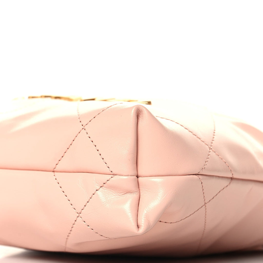 Shiny Calfskin Quilted Mini Chanel 22 Light Pink