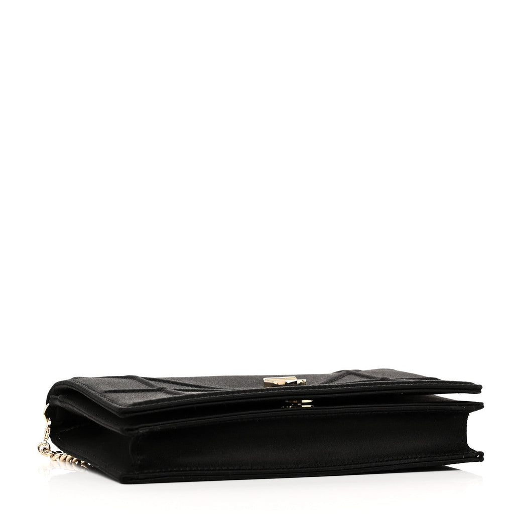 Satin Diorama Wallet on Chain Pouch Black
