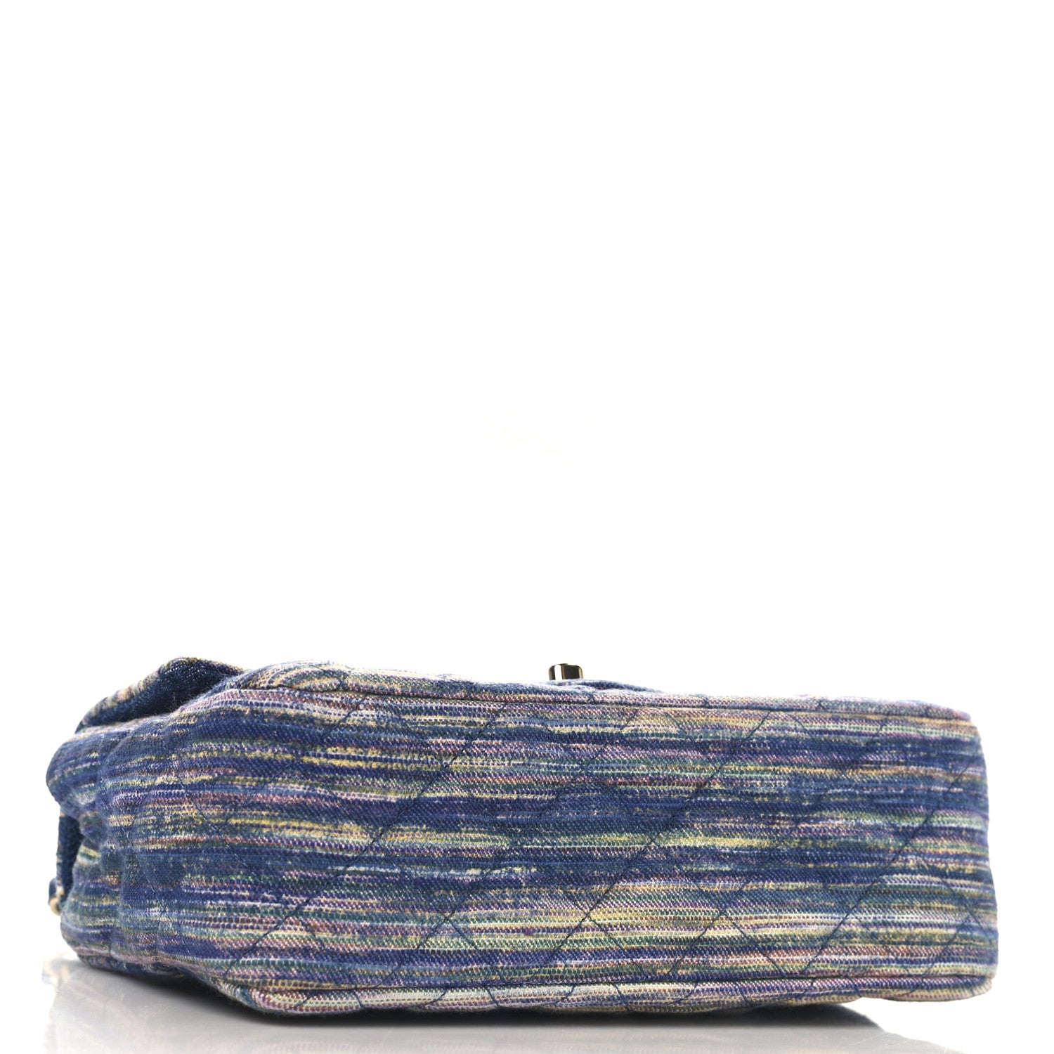 Striated Denim Quilted Classics in Fabrics Mini Rectangular Flap Navy Yellow Purple Green Multicolor