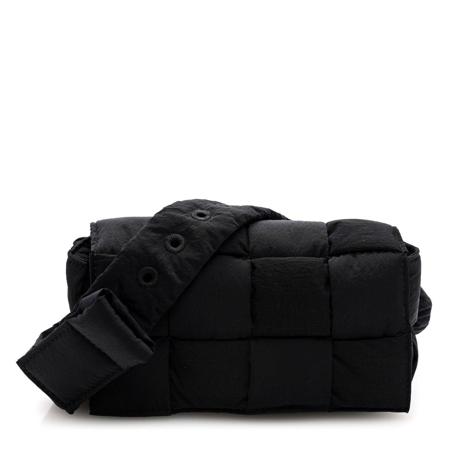 Nylon Intrecciato Padded Tech Mini Cassette Belt Bag Black