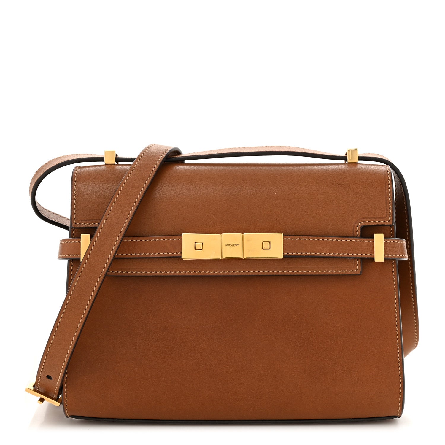 Smooth Calfskin Mini Manhattan Shoulder Bag Brick Ebony