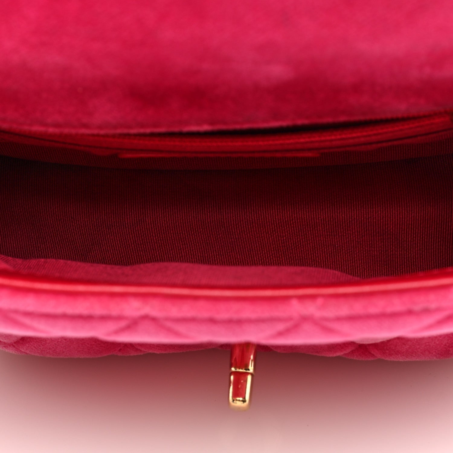 Velvet Quilted Mini Square Pearl Crush Flap Fuchsia