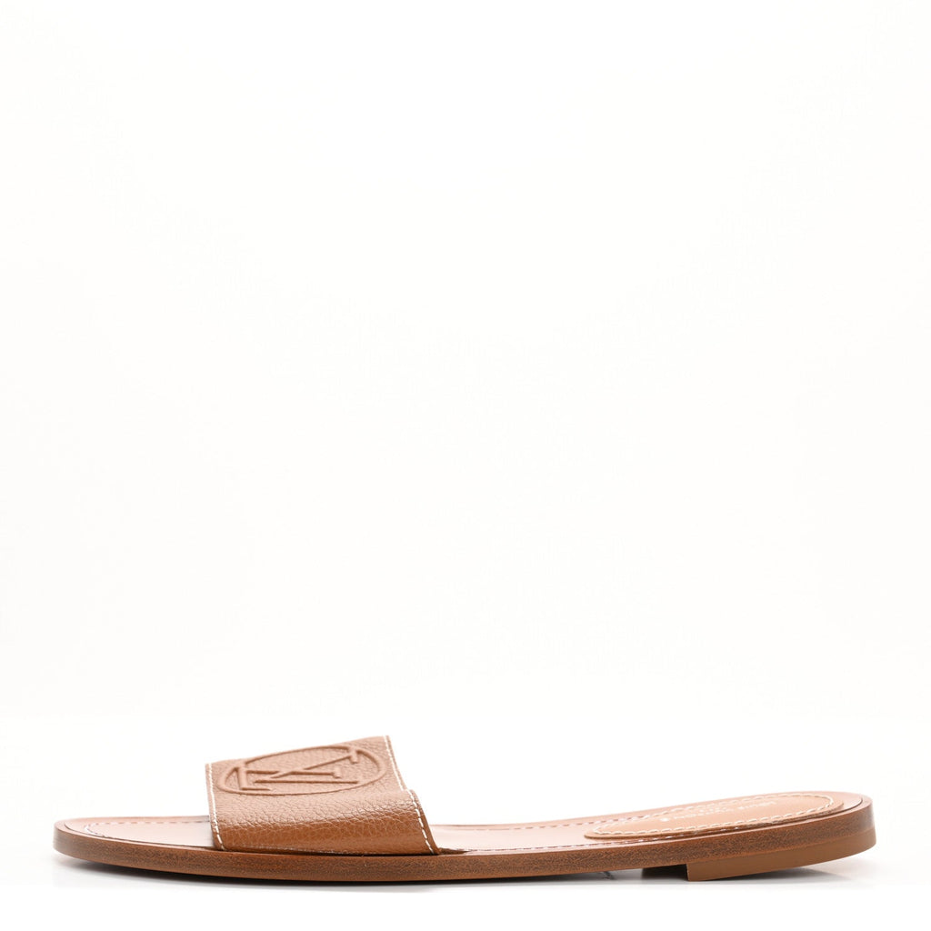 Calfskin Lock It Flat Mule 38 Cognac