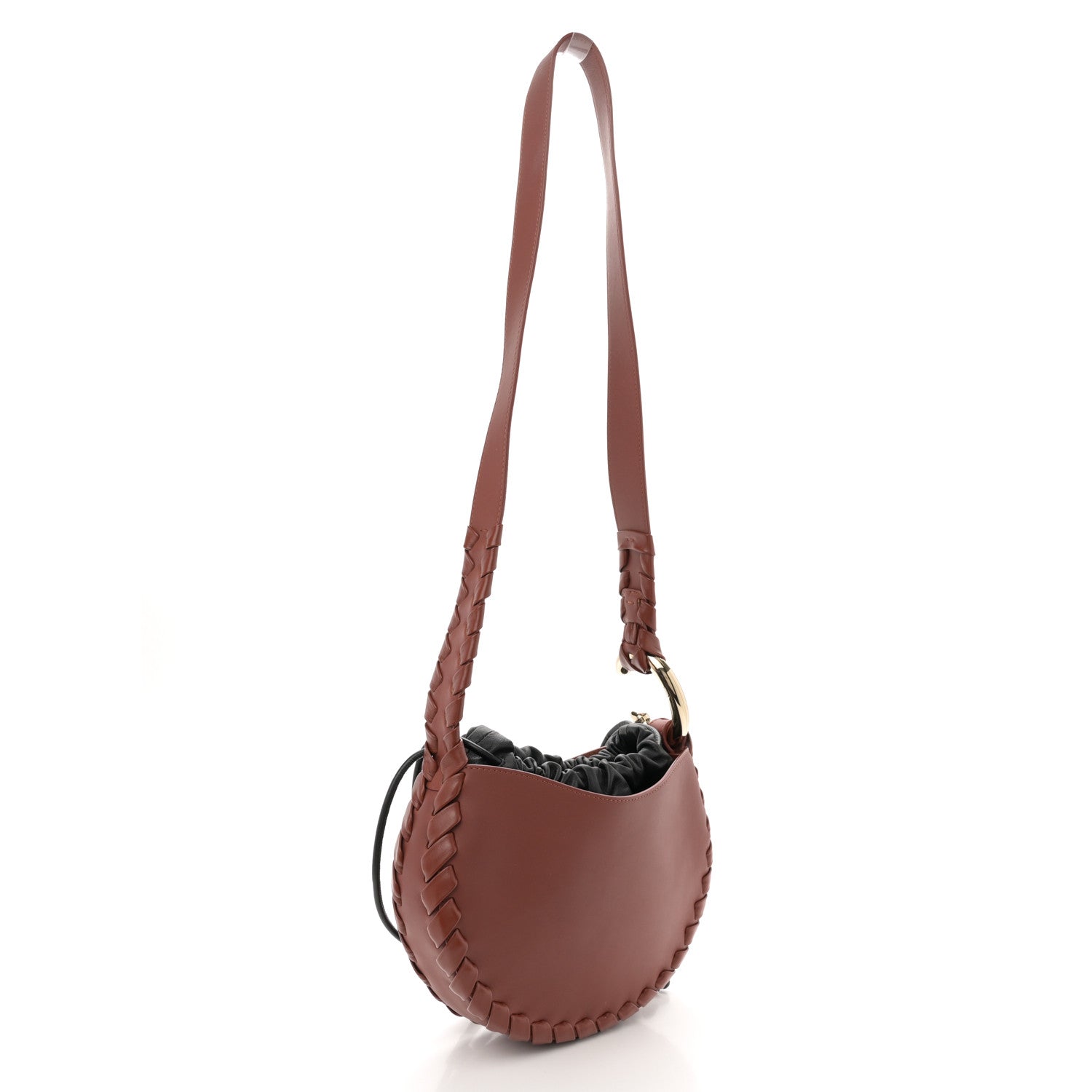 Calfskin Small Mate Hobo Henna Sepia Brown