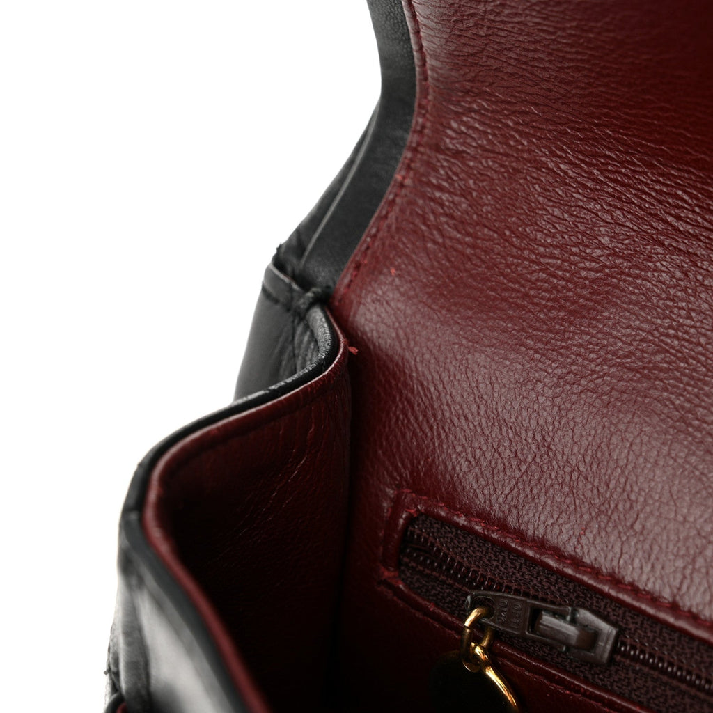 Lambskin Quilted Medium Double Flap Black