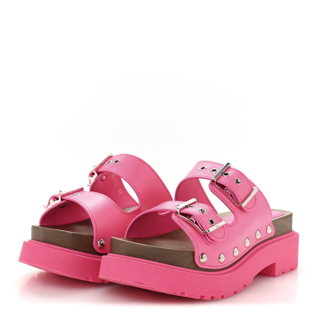 Calfskin Diorquake Buckled Lug Sole 15mm Sandals 37 Fuchsia Flu