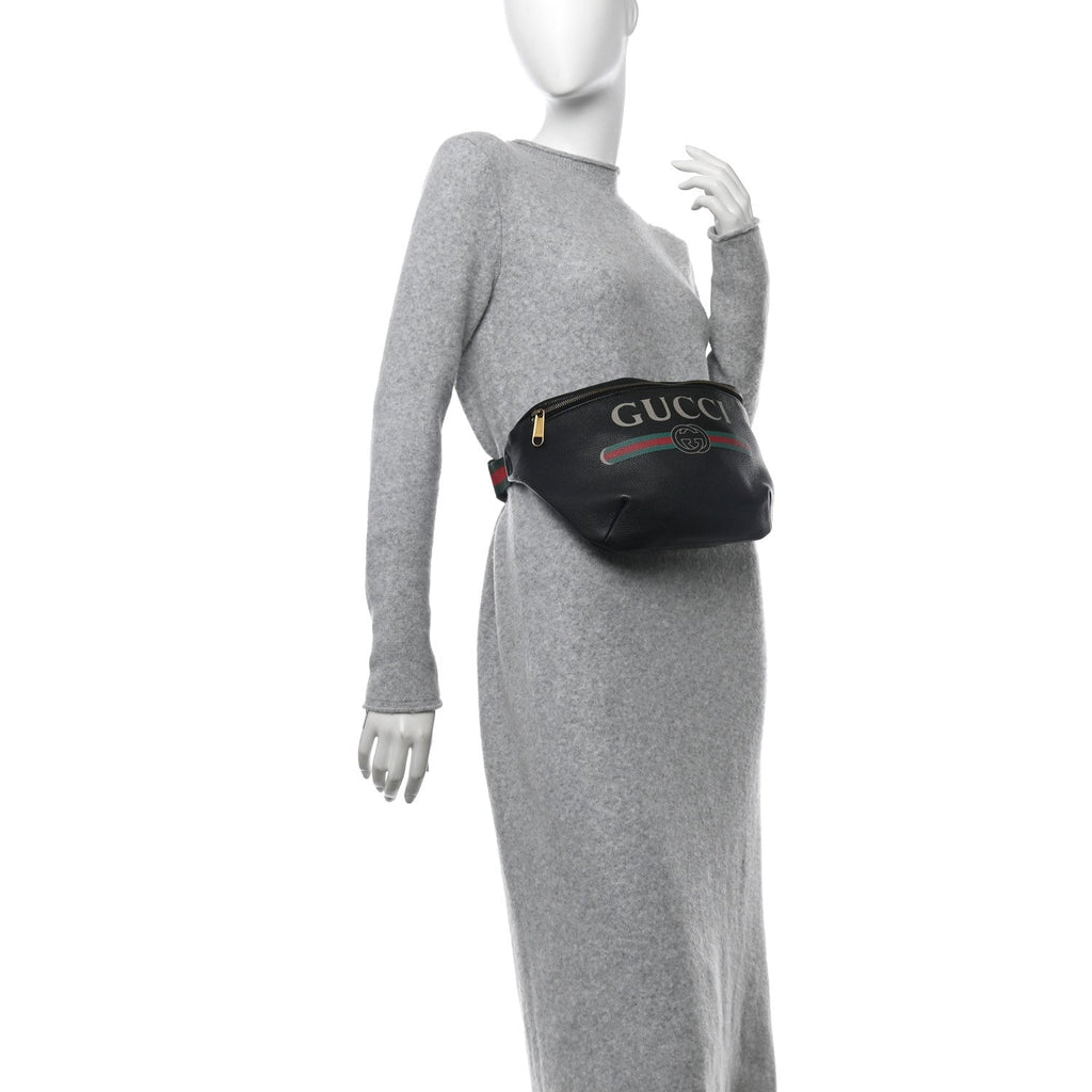 Grained Calfskin Logo Belt Bag Black