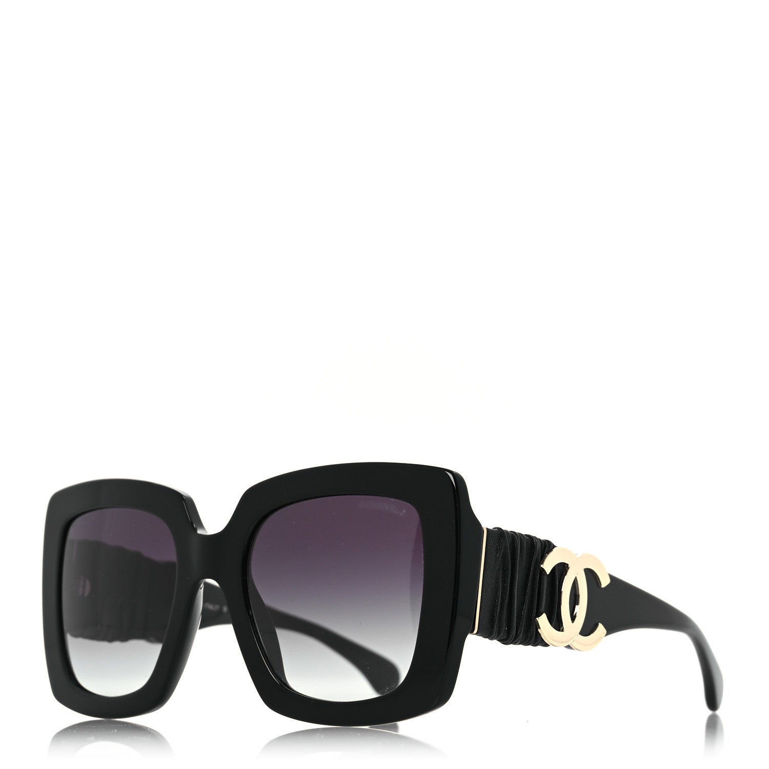 Acetate Calfskin Square Sunglasses 5474-Q-A Black