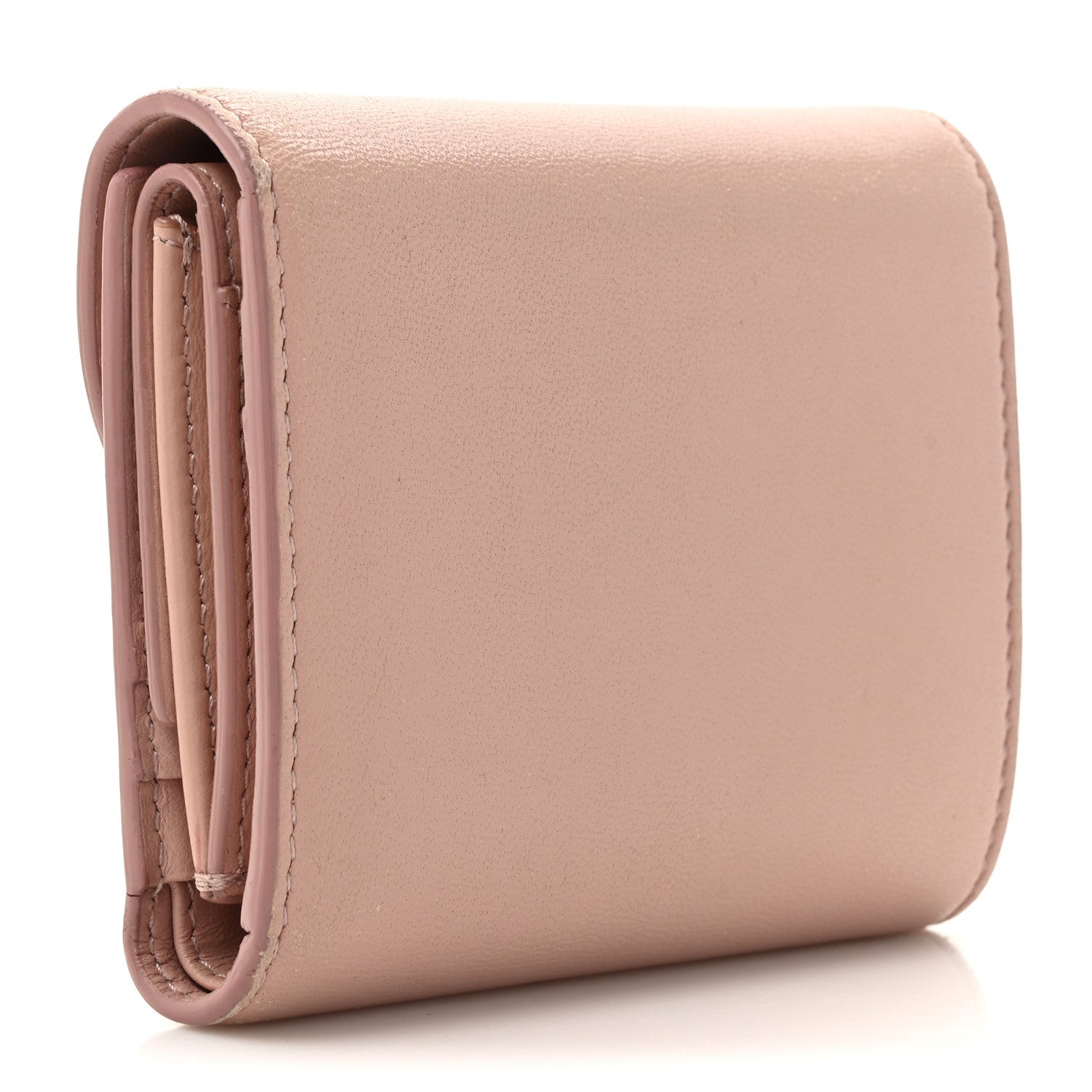 Shiny Calfskin Small Triomph Wallet Antique Rose