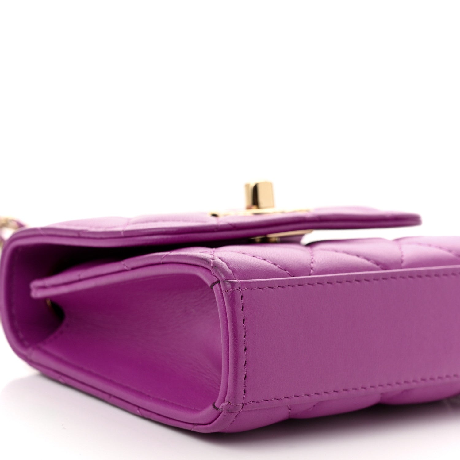 Lambskin Quilted Mini Trendy CC Clutch With Chain Purple