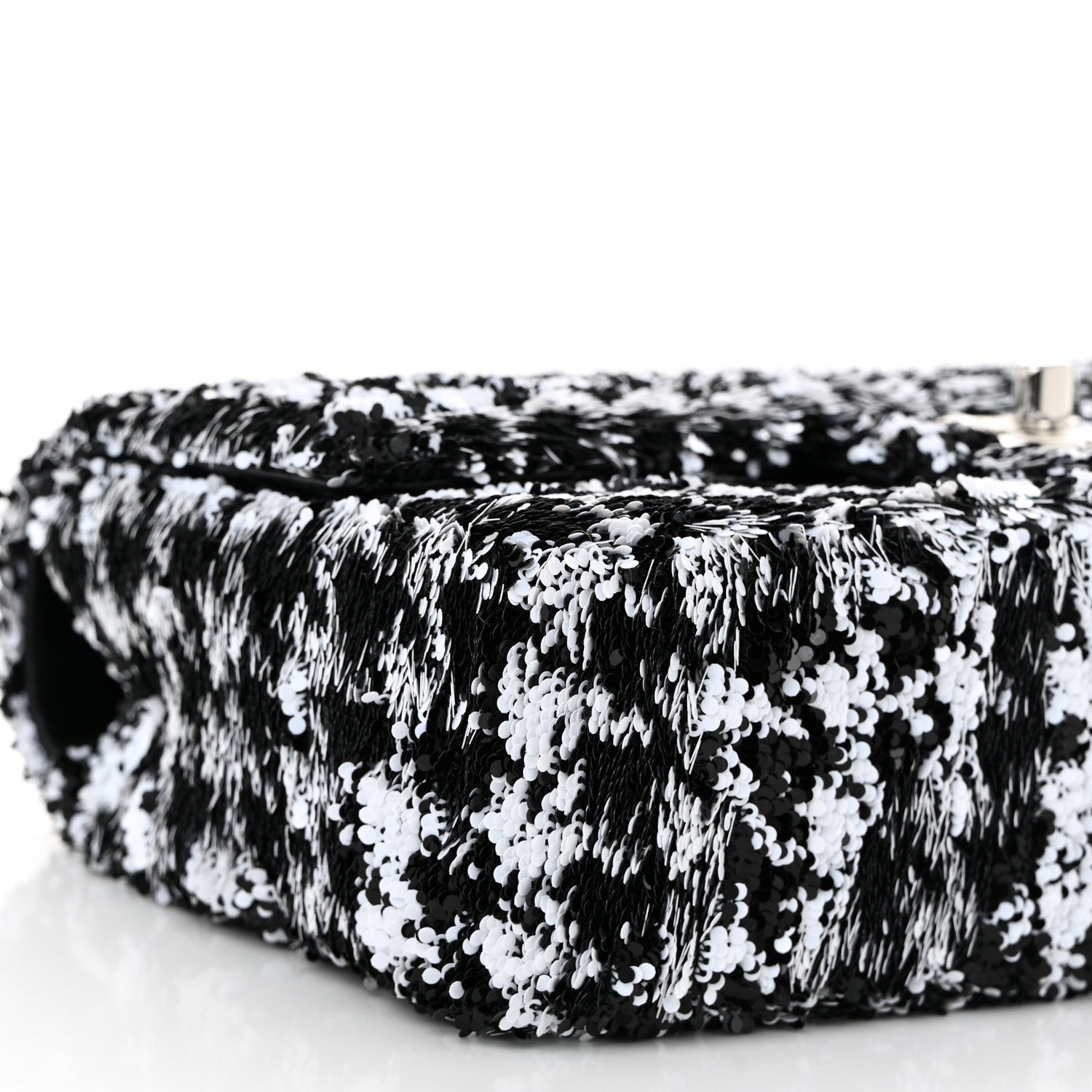 Sequin Houndstooth Medium Flap Black White