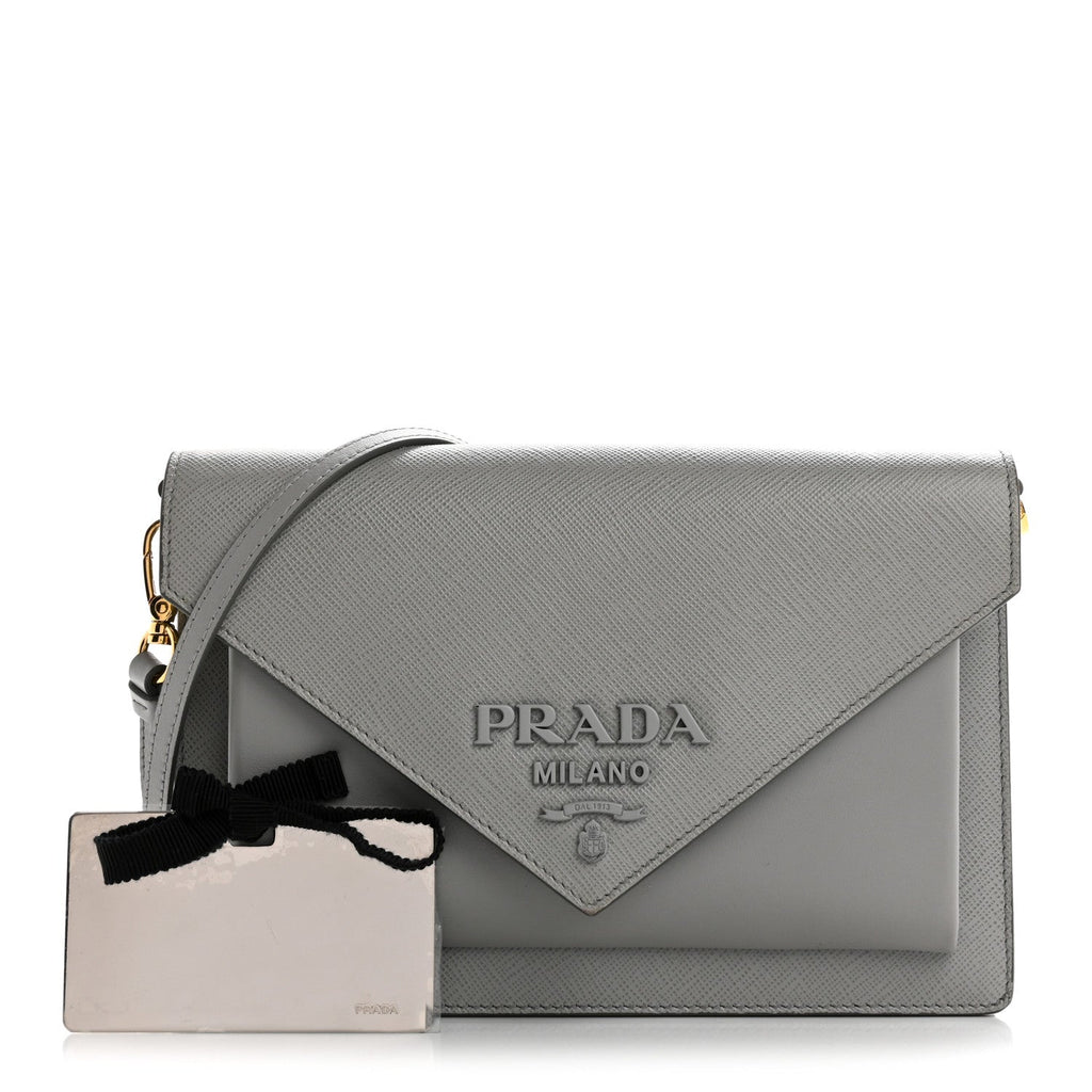 Saffiano City Calfskin Monochrome Envelope Crossbody Nube