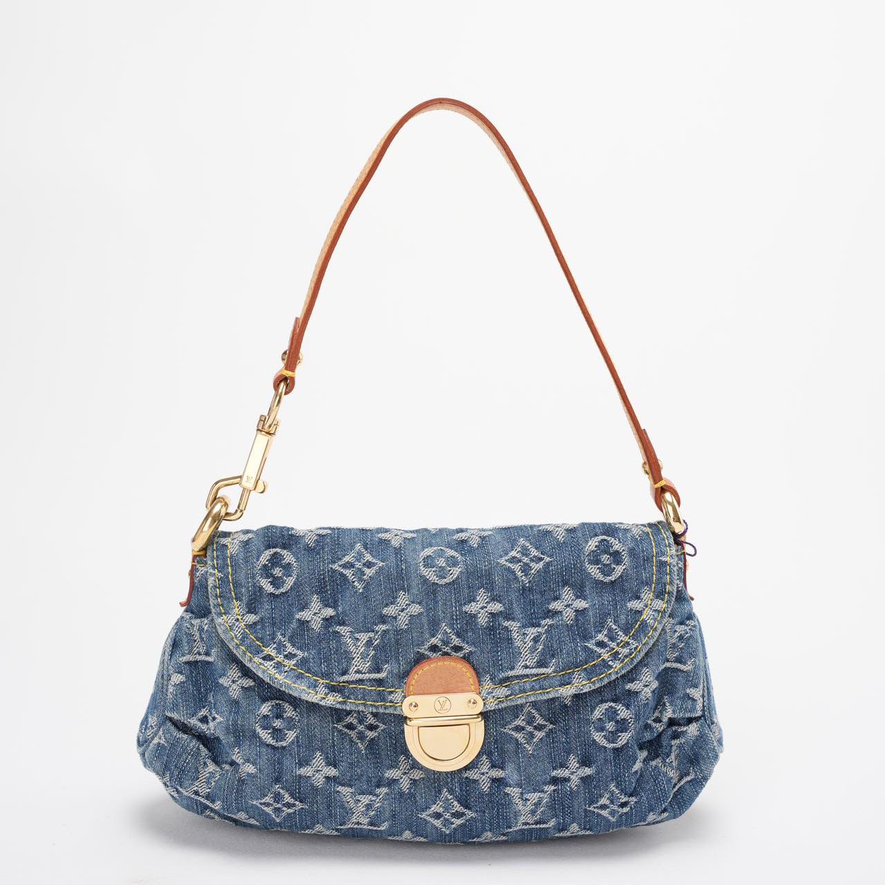 Louis Vuitton Pleaty Vintage Monogram Mini Denim Handbag