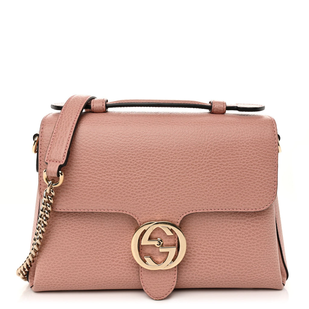 Dollar Calfskin Interlocking G Top Handle Shoulder Bag Soft Pink