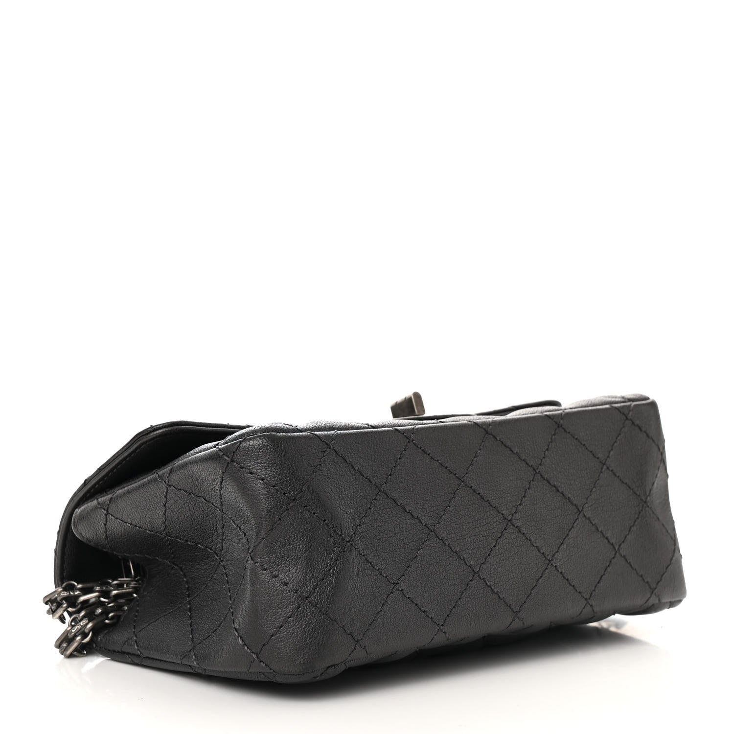 Metallic Sheepskin Quilted 2.55 Reissue Mini Flap Dark Silver